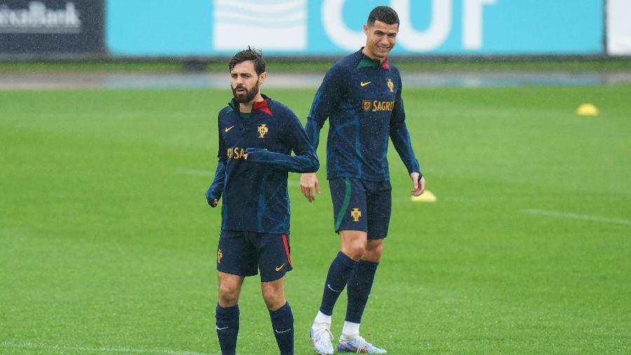 Bernardo Silva e Cristiano Ronaldo são rivais no futebol inglês - Gualter Fatia/Getty Images