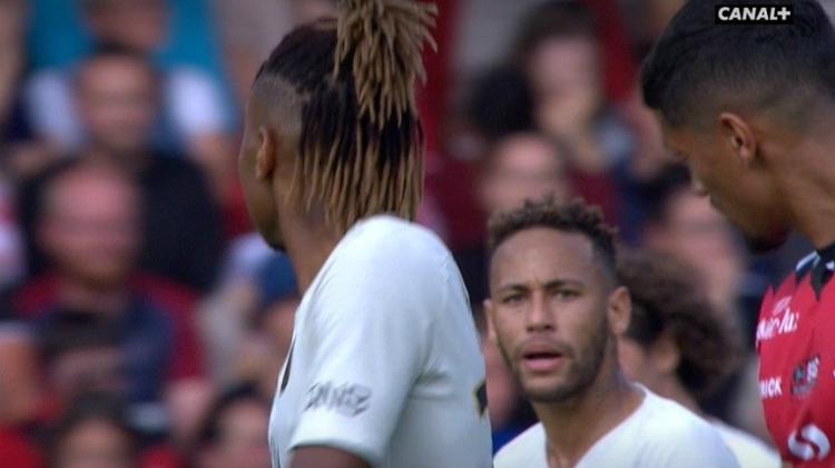 Neymar xinga Nkunku durante Guingamp x PSG - Reprodução/Canal Plus - Reprodução/Canal Plus