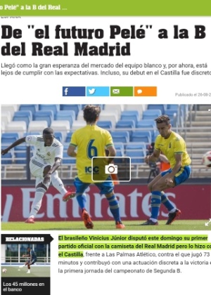 Olé não aliviou na avaliação de estreia de atacante brasileiro pelo Real Madrid Castilla - Reprodução