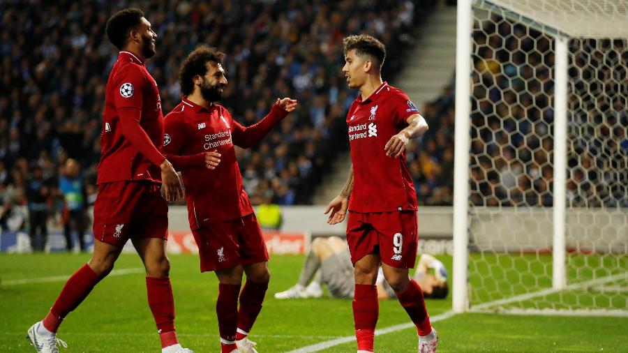 Firmino comemora gol do Liverpool contra o Porto - Reuters/Andrew Boyers