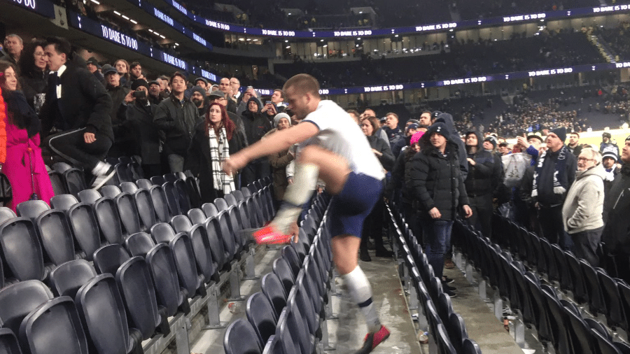 Eric Dier invade arquibanca após derrota do Tottenham - Reprodução/Twitter
