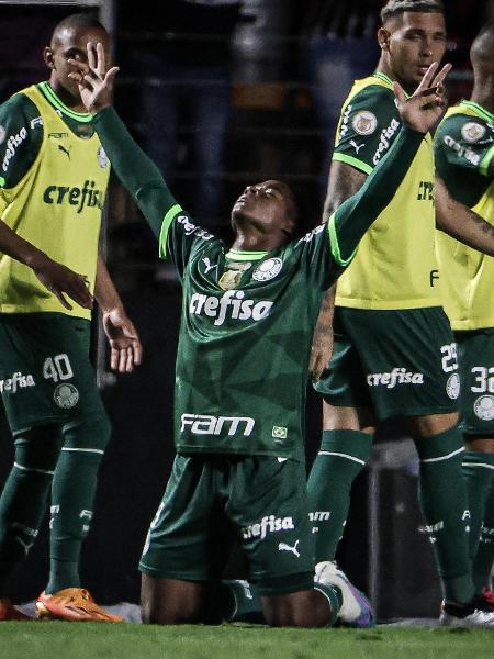 Endrick, do Palmeiras, comemora gol contra o São Paulo pelo Brasileirão - ANDRé PERA/PERA PHOTO PRESS/ESTADÃO CONTEÚDO