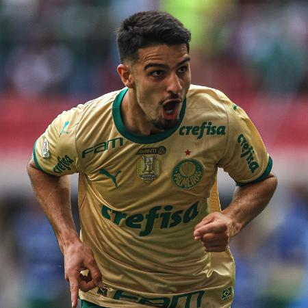 Flaco López celebra gol em Vasco x Palmeiras, duelo do Campeonato Brasileiro