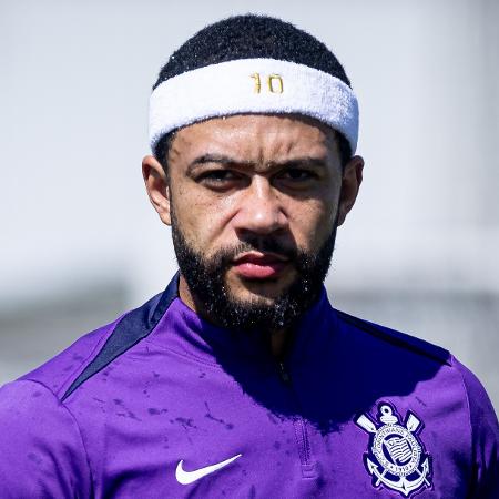 Memphis Depay durante treino do Corinthians no CT Dr. Joaquim Grava - Rodrigo Coca/Ag. Corinthians