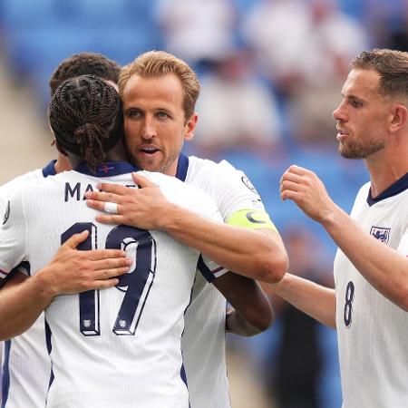 Harry Kane, da seleção inglesa, comemora gol sobre Andorra nas Eliminatórias da Europa Harry Kane, da seleção inglesa, comemora gol sobre Andorra nas Eliminatórias da Europa