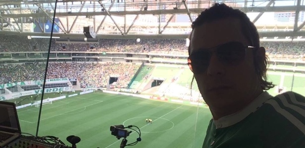 Marcos Costi é locutor do Allianz Parque desde o segundo jogo do Palmeiras no local - Acervo pessoal/Marcos Costi S.E.P