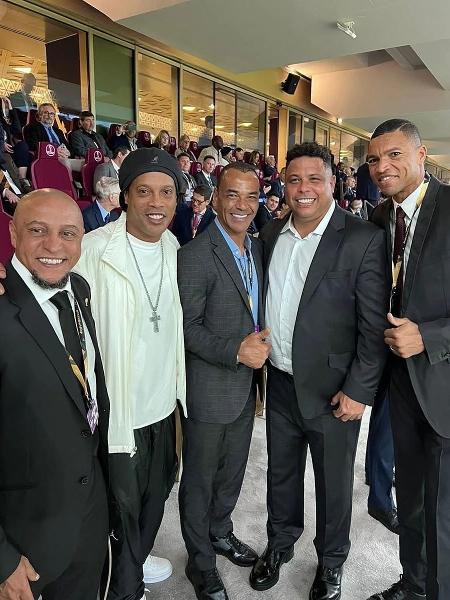 Roberto Carlos, Ronaldinho, Cafu, Ronaldo e Dida acompanham Argentina x Croácia - Reprodução/Instagram