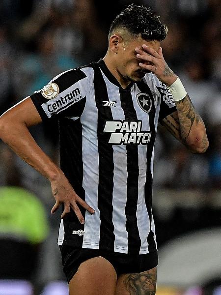 Tiquinho Soares se lamenta durante Botafogo x Palmeiras, partida do Campeonato Brasileiro