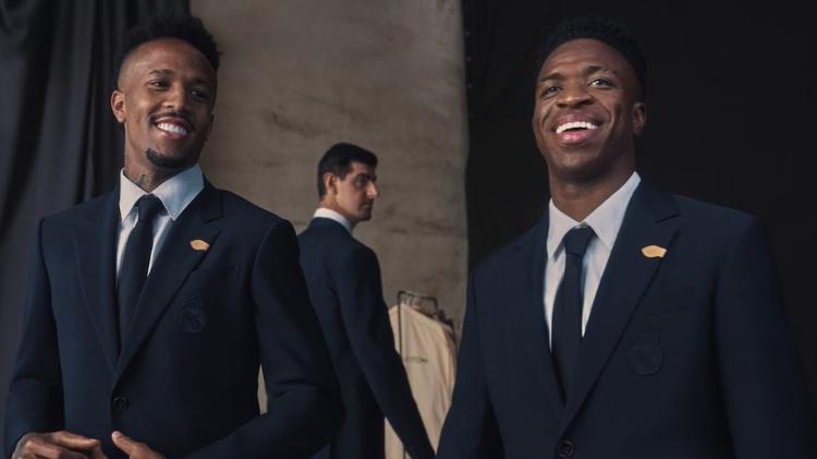 Eder Militão e Vini Jr, com roupas de viagem do Real Madrid Eder Militão e Vini Jr, com roupas de viagem do Real Madrid