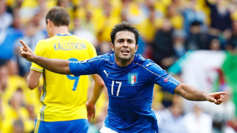 Eder comemora o seu gol pela Itália contra a Suécia na Euro - REUTERS/ Michael Dalder Livepic