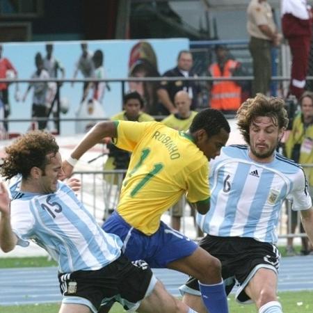 Robinho no jogo Brasil 3 x 0 Argentina pela final da Copa América 2007 - Sérgio Pinto/CBF