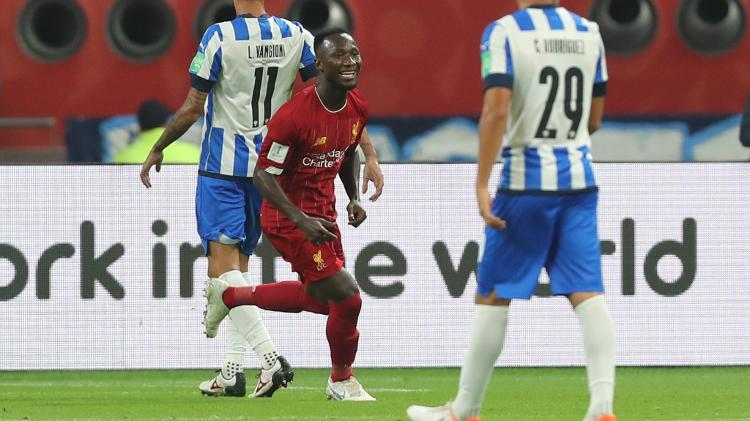 Naby Keita recebeu na área e abriu o placar para o Liverpool, mas ingleses sofreram com sufoco - Karim Jaafar/AFP