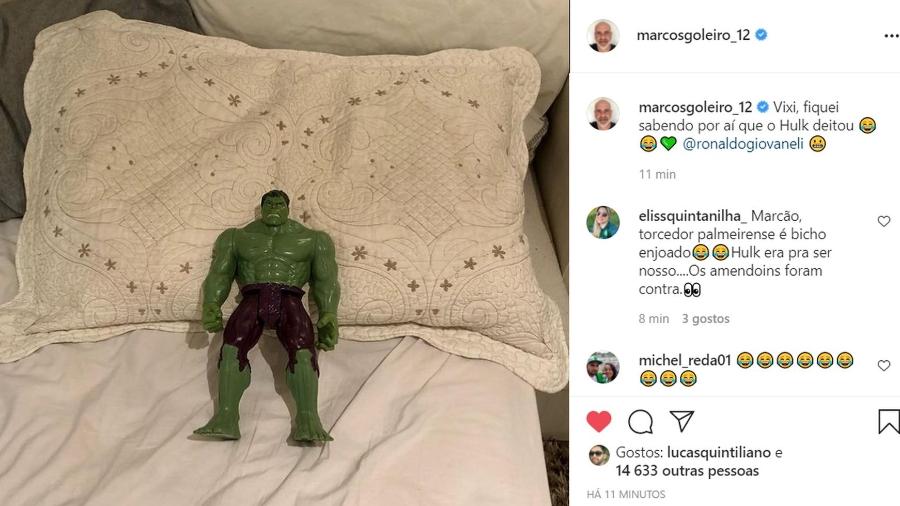 Ídolo dos palmeirenses, o ex-goleiro Marcos tirou sarro com os corinthianos após show de Hulk na Neo Química - Instagram