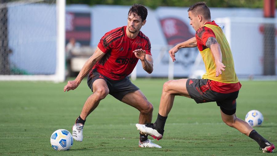 Rodrigo Caio participa de treino do Flamengo após dois dias tratando dores no joelho direito - Alexandre Vidal / Flamengo