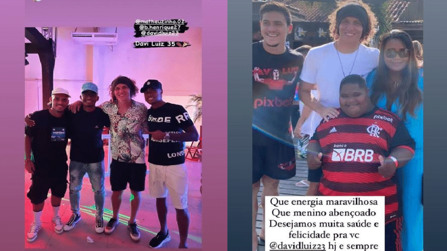 David Luiz celebra aniversário ao lado de seus companheiros de Flamengo  - Reprodução/Instagram