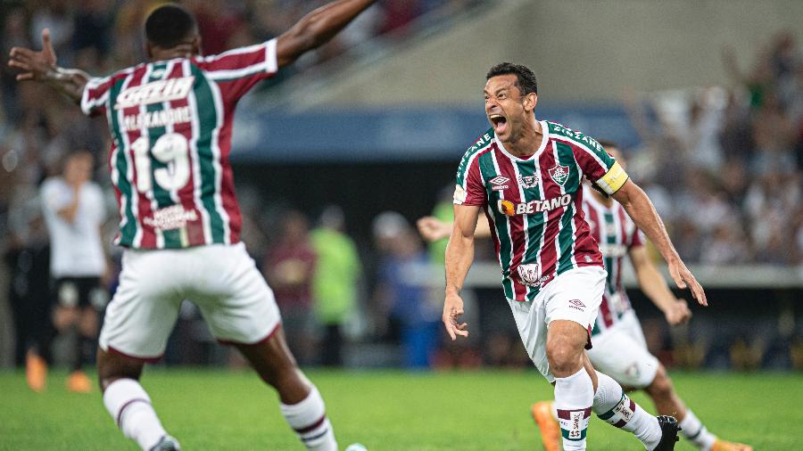 Fred, do Fluminense, comemora gol contra o Corinthians pelo Brasileirão -  Jorge Rodrigues/AGIF