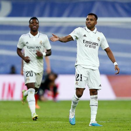 Rodrygo e Vinícius Jr. comemoram gol do Real Madrid - Florencia Tan Jun/Getty Images