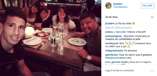 Jonathan Calleri com sua família num restaurante argentino em São Paulo - Reprodução/Instagram