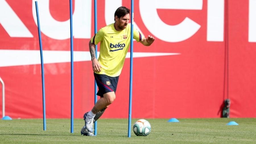 Messi chegou a treinar com bola no Barcelona pela primeira vez em dois meses - Reprodução/FCBarcelona