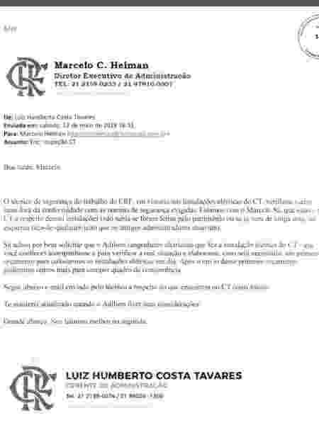 E-mail Marcelo Helman Luiz Henrique Flamengo Ninho do Urubu 2018 - Reprodução - Reprodução