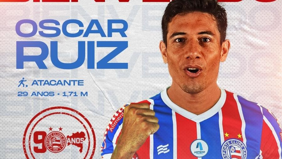 O Bahia anunciou a chegada do atacante paraguaio Oscar Ruiz - Divulgação/Bahia