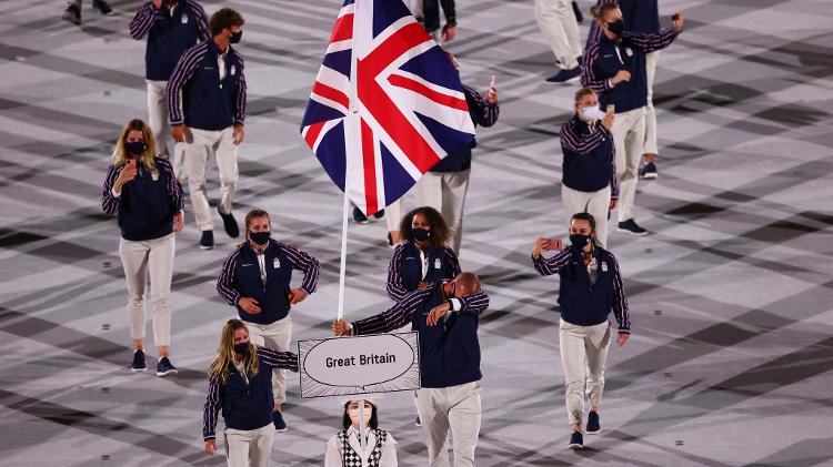 Great Britain delegation parade at the opening of the Tokyo Olympic Games (2020).