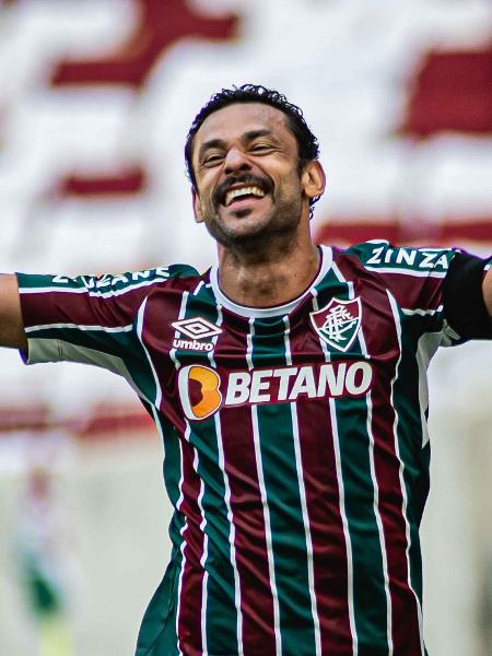 Fred comemora gol pelo Fluminense contra o Red Bull Bragantino, para se tornar o segundo maior artilheiro do Brasileiro - MAURICIO ALMEIDA/AM PRESS & IMAGES/ESTADÃO CONTEÚDO