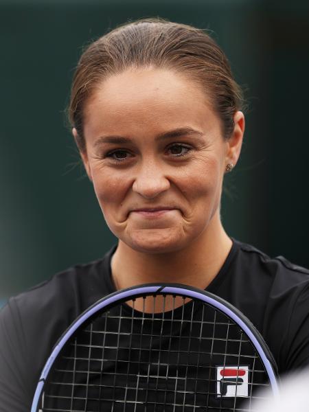 Ashleigh Barty em encontro com a imprensa em Melbourne após o título do Australian Open em fevereiro de 2022 - Getty Images