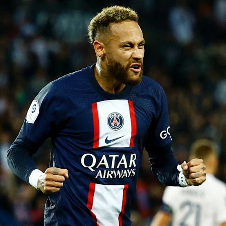 Neymar comemora gol do PSG em partida do Campeonato Francês 2022/23