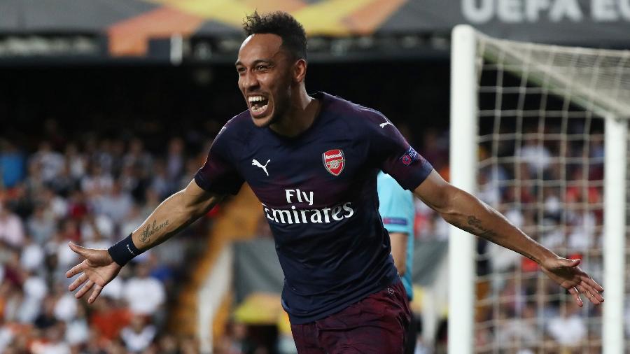 Aubameyang comemora gol do Arsenal - Sergio Perez/Reuters