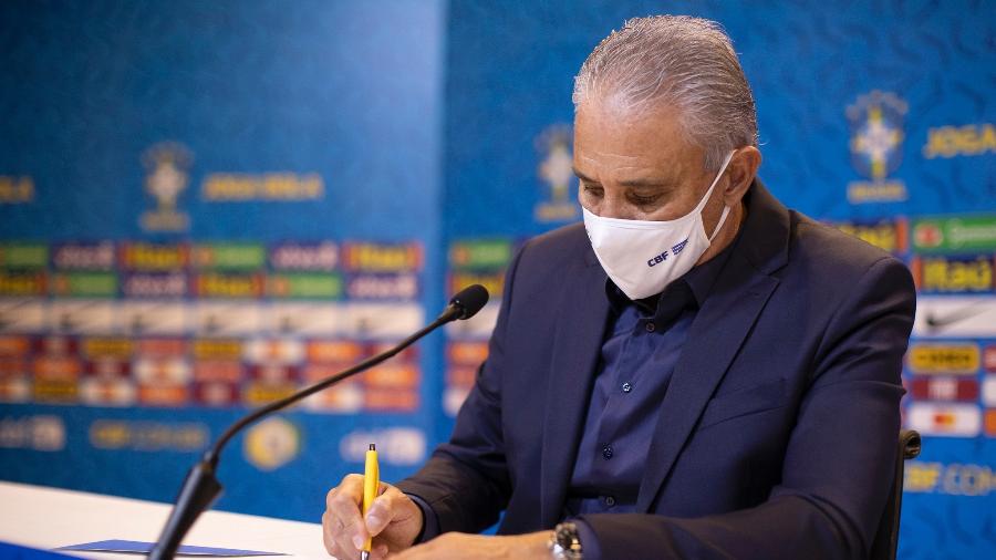 Tite, durante convocação da seleção brasileira em 18 de setembro de 2020 - Lucas Figueiredo/CBF