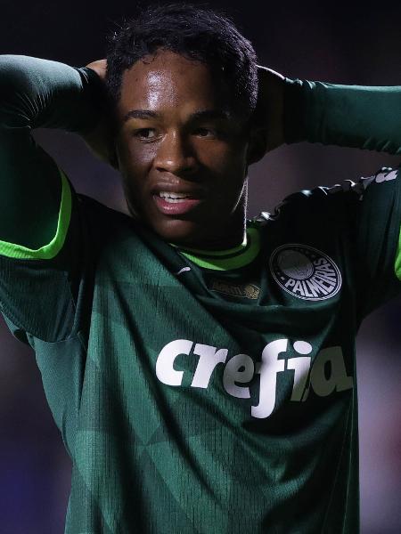 Endrick ficou três partidas sem jogar, retornou contra o Goiás e marcou um dos cinco gols na goleada do Palmeiras - Ettore Chiereguini/AGIF