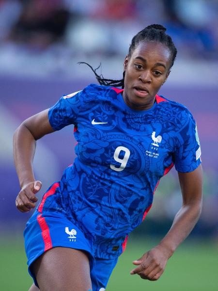 Marie-Antoinette Katoto, da França, em jogo contra a Bélgica pela Euro feminina