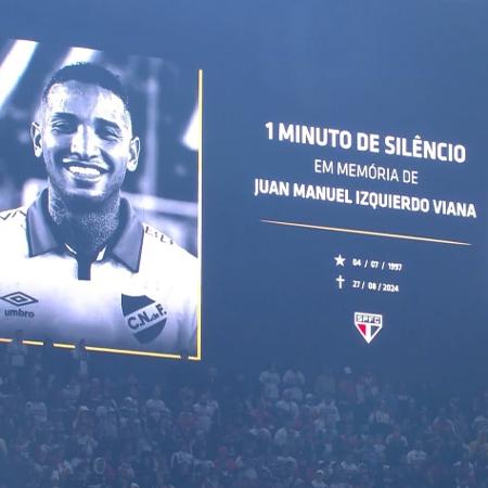 Izquierdo foi homenageado no telão do MorumBis antes de São Paulo x Atlético-MG na Copa do Brasil