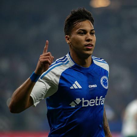 Kaio Jorge comemora seu gol no jogo do Cruzeiro contra o Palmeiras, pelo Brasileirão Kaio Jorge comemora seu gol no jogo do Cruzeiro contra o Palmeiras, pelo Brasileirão