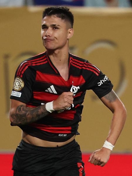 Luiz Araújo comemora gol em Flamengo x Espérance, jogo do Mundial Luiz Araújo comemora gol em Flamengo x Espérance, jogo do Mundial