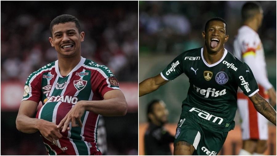 André, volante do Fluminense, e Danilo, volante do Palmeiras - Colagem de fotos de Guilherme Drovas/AGIF e Cesar Greco / Palmeiras