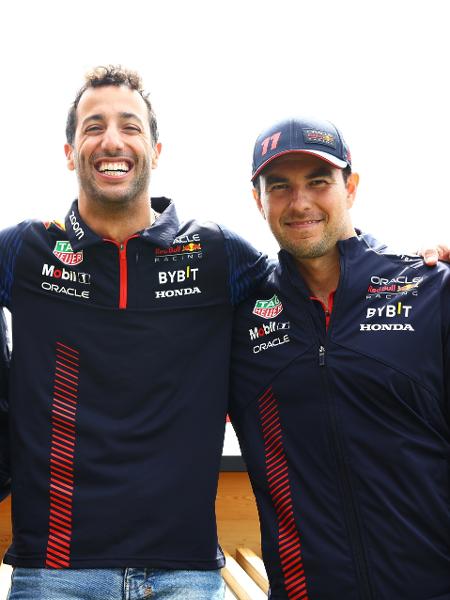 Daniel Ricciardo e Sergio Pérez antes do GP da Inglaterra, no último fim de semana - Mark Thompson/Getty Images