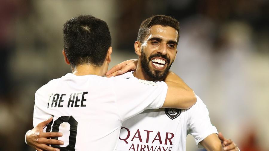 Jogadores do Al Sadd comemoram gol sobre o Hienghène pelo Mundial  - REUTERS/Ibraheem Al Omari