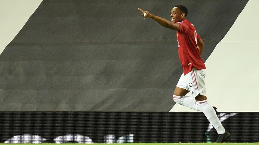 Martial comemora gol do Manchester United contra o Lask, pela Liga Europa - Oli SCARFF / AFP