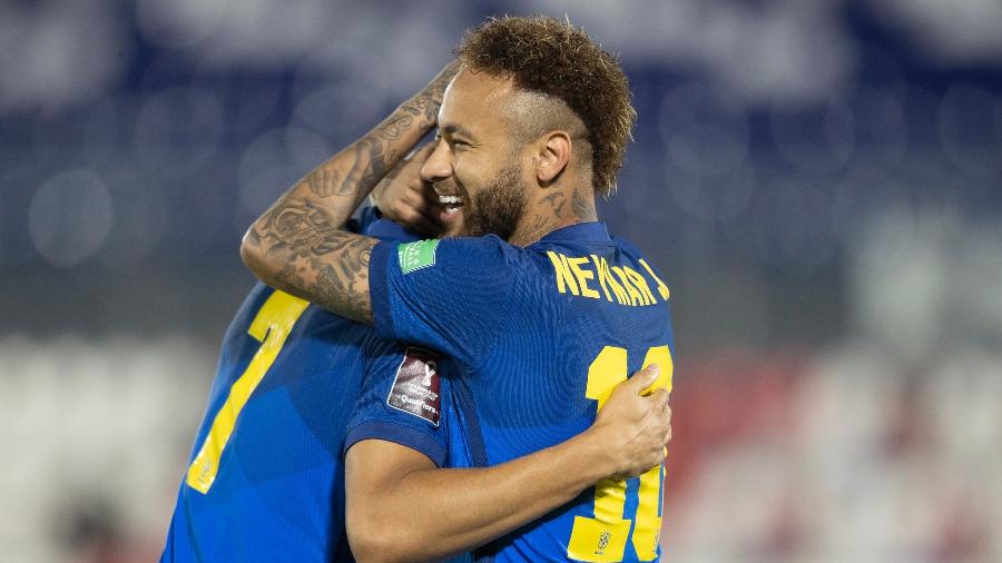 Neymar comemora gol da seleção brasileira contra o Paraguai: 1 a 0 aos três minutos do primeiro tempo - Lucas Figueiredo/CBF