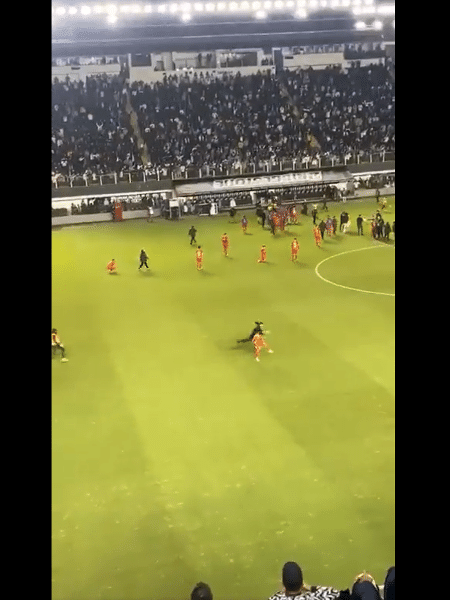 Torcedor do Santos invadiu o campo para agredir jogador do La Calera - Reprodução/Twitter