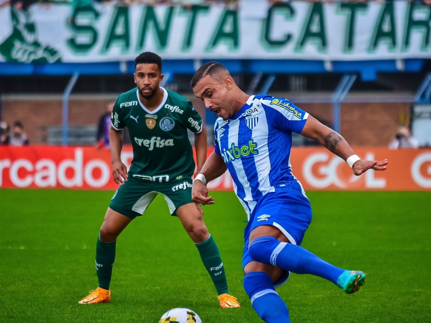 Gustavo Gómez do Palmeiras, durante a partida entre Avaí e Palmeiras, pela  14ª rodada do Campeonato Brasileiro Série A 2022, no Estádio da Ressacada  neste domingo 26. (Photo by pressinphoto/Sipa USA Stock