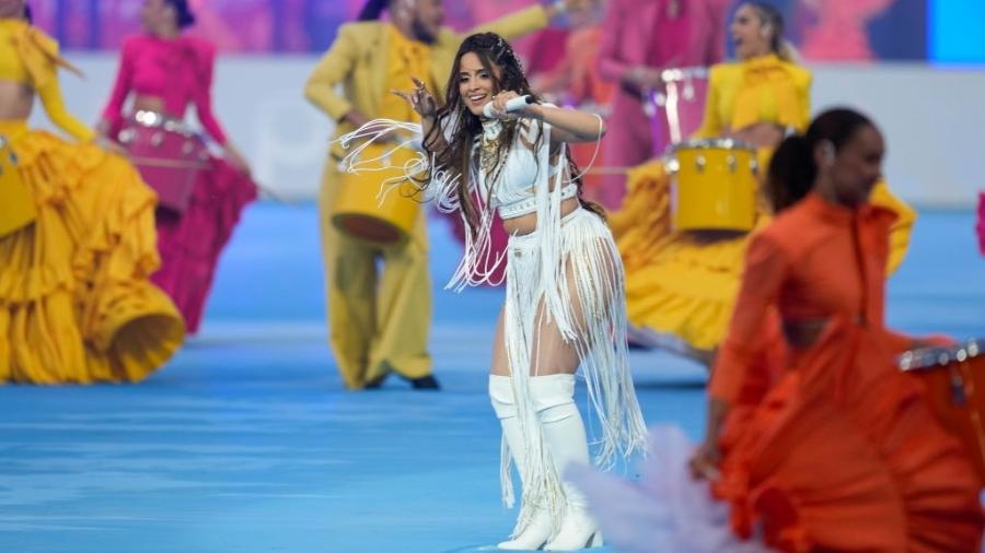 Camila Cabello durante show da final da Liga dos Campeões - Alex Gottschalk/DeFodi Images via Getty Images