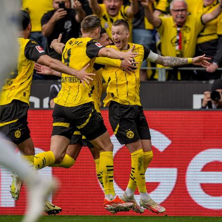Marco Reus comemora seu 100º gol em casa pelo Borussia Dortmund - Reprodução/X