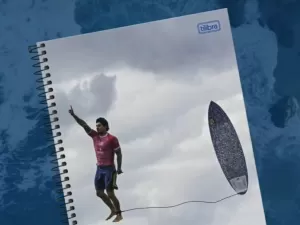 Caderno com foto de Gabriel Medina 'flutuando' chega às lojas