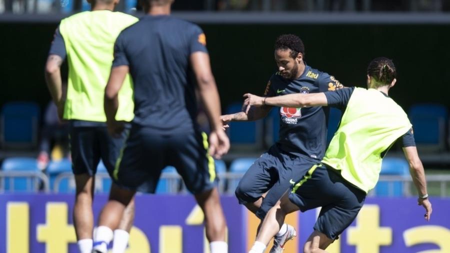 Neymar durante treino da seleção brasileira  - Lucas Figueiredo/CBF