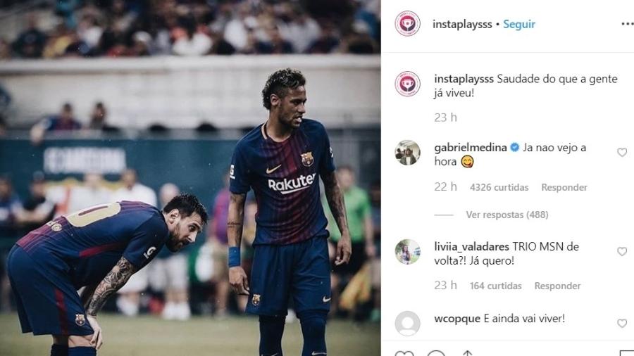 Medina comenta foto sobre dupla Messi/Neymar - Reprodução/Instagram
