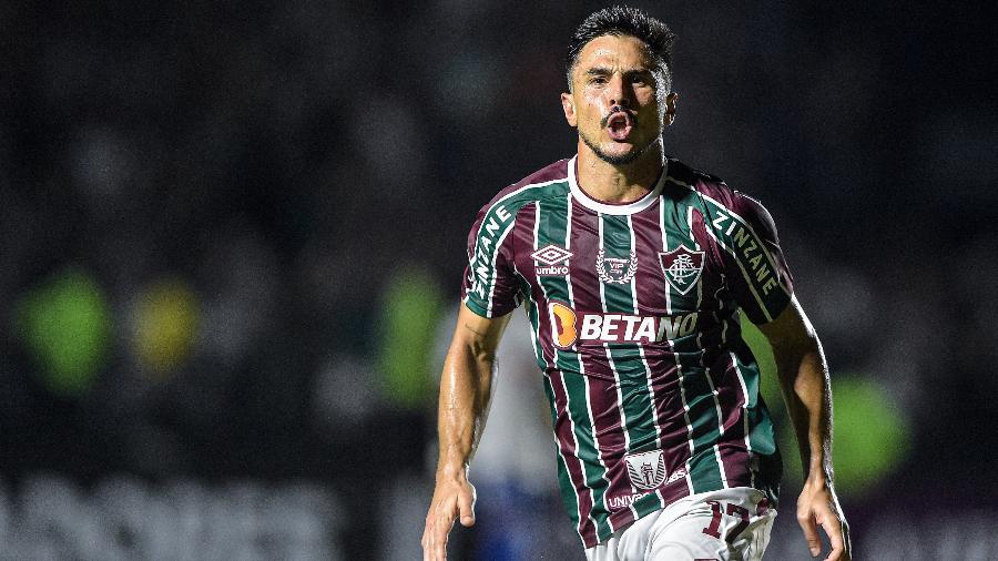 Willian, do Fluminense, comemora gol contra o Millonarios, da Colômbia, pela Libertadores - Thiago Ribeiro/AGIF