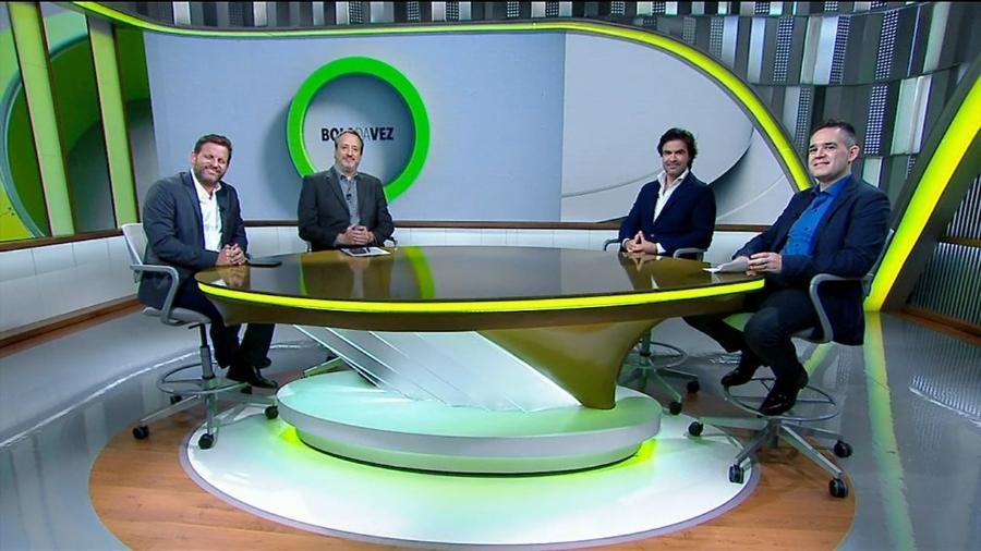 André Plihal, Gian Oddi, Federico Pastorello e Léo Bertozzi durante "Bola da Vez", da ESPN - Divulgação/ESPN